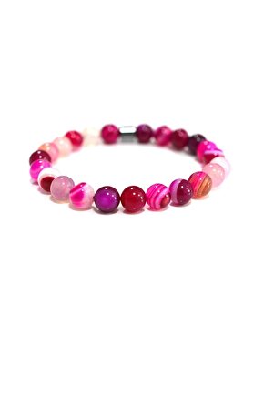 Akik Doğaltaş Pembe Küre Kesim Bileklik