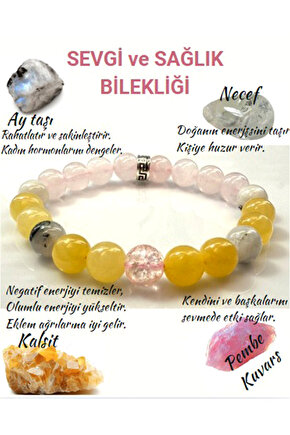 Pozitif Enerj Bilekliği- (AYTAŞI, NECEF, KALSİT VE PEMBE KUVARS) Sertifikalı
