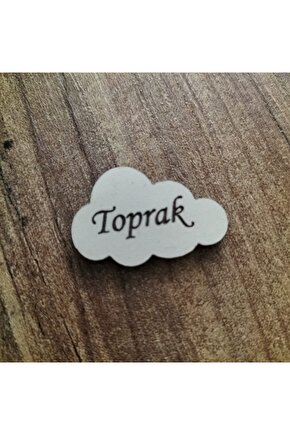 3x2 Cm Krem Ahşap Lazer Kesim Bulut Etiket Isimlik 50 Adet