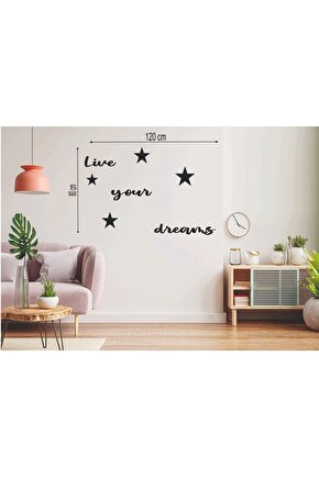 120*80 Cm Live Your Dreams Ahşap Duvar Yazısı