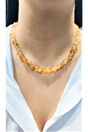 Sitrin Doğal Kırıktaş Kolye Para Taşı