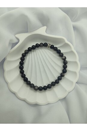 Silver Obsidyen Doğal Taş Bileklik