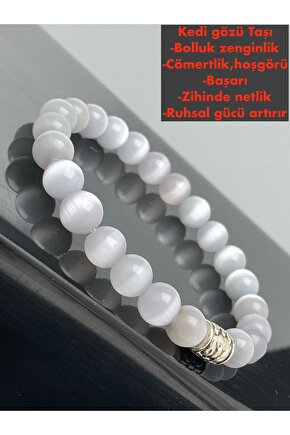 Kedi gözü doğal şifalı taş Bileklik( başarı ve zenginlik )meditasyon dengeleyici