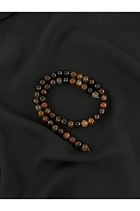 KOYU KAHVE AKİK DÜZ KESİM DOĞALTAŞ 8 MM DİZİ