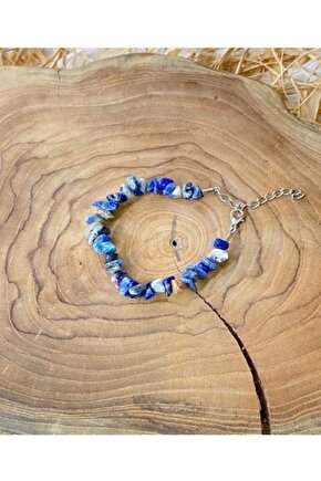 Gerçek Doğaltaş El Yapımı Lapis Lazuli Taşı Kırıktaş Ayarlanabilir Bileklik