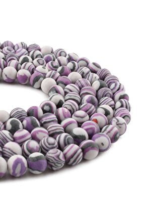 Malakit Sıkma Doğal Taş Parlak Mor Küre Kesim 8mm Dizi [B+]