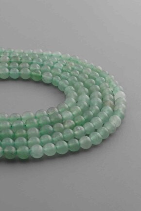 Aventurin Doğal Taş Parlak Yeşil Küre Kesim 6mm Dizi [AA]