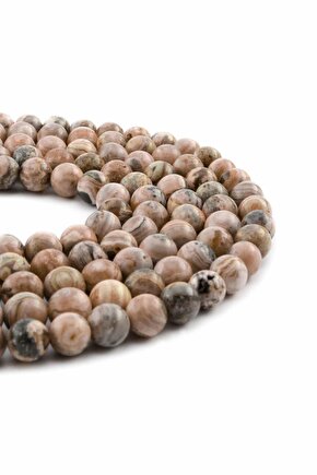 Rodokrozit Doğal Taş Parlak Roz Küre Kesim 8mm Dizi [AA]