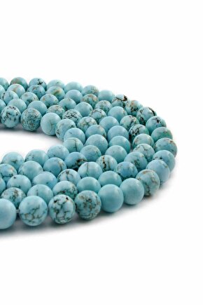 Turkuaz Doğal Taş Parlak Küre Kesim 8mm Dizi [Ab+]