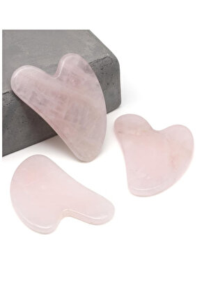 Pembe Kuvars Taşı Gua Sha  Doğal Masaj Taşı