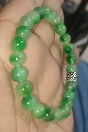 Yeşil Alacalı Akik Taşı 8 mm Natural Doğaltaş Bileklik