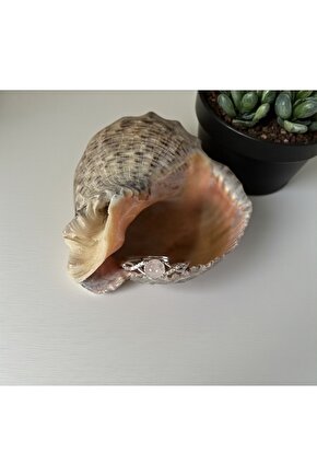 Pembe Kuvars Taşı Doğal Taş Ayarlamalı Yüzük