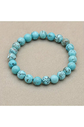 Şifalı- siyah Turkuaz Doğal Taş bileklik-100%100 doğal taş 8mm- enerji ve huzur verir