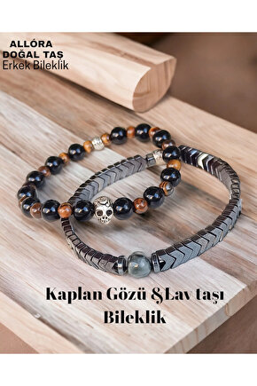 Doğal Taş Erkek Bileklik Kaplan Gözü Taşı