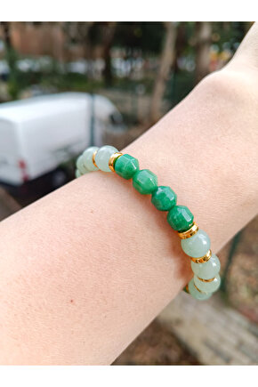 Doğal Taş Aventurin& Hematit Taşı Bileklik