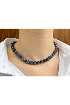 Sodalit Taşı Doğaltaş Kolye 8 Mm