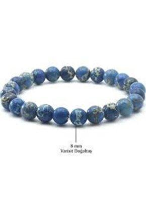 Mavi Varisit Doğal Taş Bileklik 8 Mm (cesaret Bilekliği)