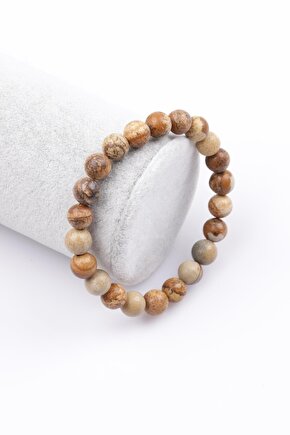 Picture Jasper Doğal Taş Bileklik 8 Mm Küre Kesim