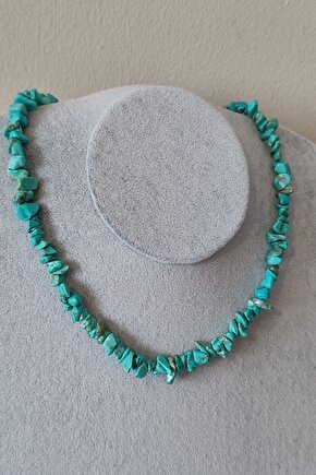 Sertifikalı Turkuaz Firuze Kırıktaş Doğaltaş Kolye