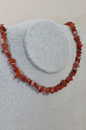 Sertifikalı Turuncu Akik Kırıktaş Doğaltaş Kolye