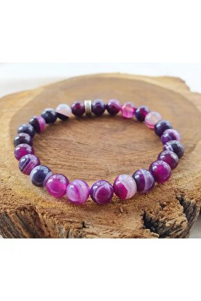 Mor Akik Dogaltaş Bileklik