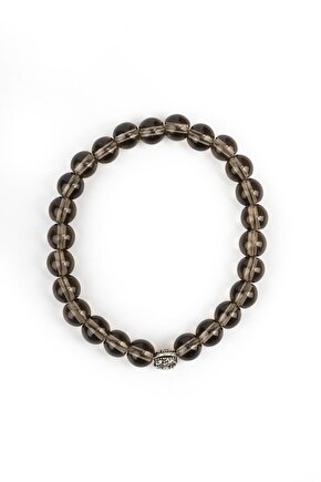 Dumanlı Kuvars Doğal Taş Gümüş Bileklik