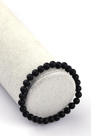 Mat Oniks Doğal Taş Bileklik 6mm Küre Kesim