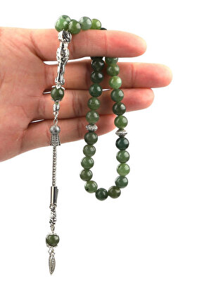 Kanada Yeşim Doğal Taş Tesbih 8 mm Küre Kesim