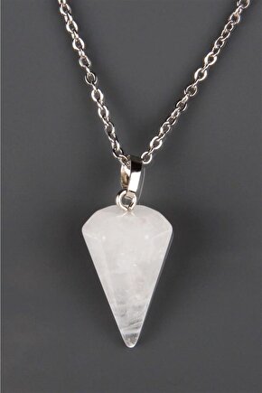 Kristal Kuvars Doğal Taş Pandül Kolye