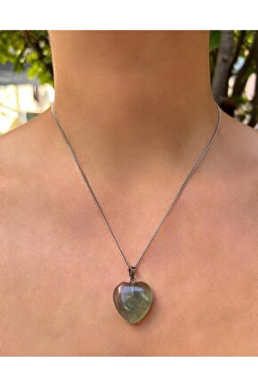 Kalp Model Florit Doğal Taş Kolye