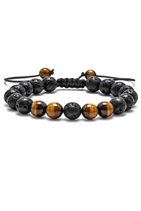 Sertifikalı Lav Taşı Kaplangözü Doğaltaş Bileklik