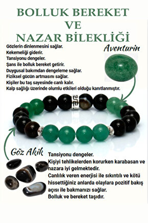 Bolluk Bereket- Nazar Bilekliği-%100 doğaltaş(Aventurin-GözAkik)