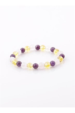 Ametist Sitrin Pembe Kuvars Bileklik 8 Mm