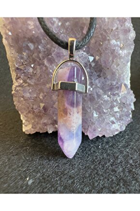 Doğaltaş kolye{Ametist Taşı }