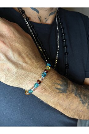 Bonibon Karışık Cam Boncuk Doğaltaş Bileklik