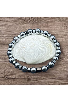 Sertifikalı 5a Kalite Terahertz Doğal Taş Faset Kesim Bileklik (8 Mm )