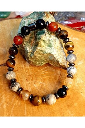 Antalya Ticari Başarı Bereket Bileklik Kaplangözü Sitrin Jasper Akik Orjinal Doğal Taş