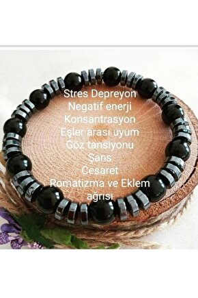 Sertifikalı Oniks Hematit Doğaltaş Bileklik