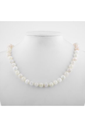 Ay Taşı 8 Mm Düğümlü Doğal Taş Kolye