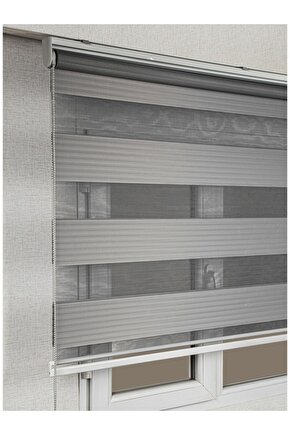 Zebra Perde Gri Pliseli Dilimsiz