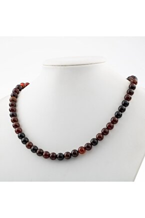 Hessonit Lal 8 mm Dizi Doğal Taş Kolye