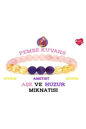 Gerçek Doğal Taş Aşk ve Huzur Mıknatısı Bileklik