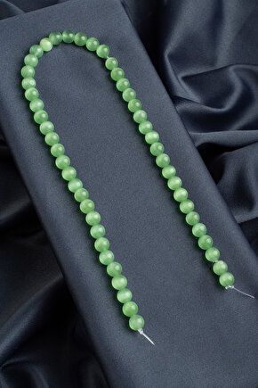 Kedi Gözü Doğal Taş Parlak Yeşil Küre Kesim 8mm Dizi [B+]