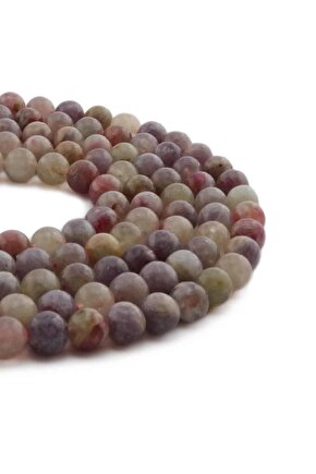 Turmalin Doğal Taş Parlak Pembe Küre Kesim 8mm Dizi [AA]