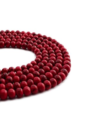 Mercan Sıkma Doğal Taş Parlak Kırmızı Küre Kesim 6mm Dizi [B+]