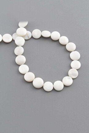 Doğal Taş Parlak Beyaz Daire Kesim 9x3mm Dizi [AA]