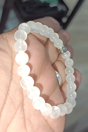 Selenit Taşı 8 mm Natural Doğaltaş Bileklik