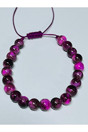 mürdüm doğal taşlı hediyelik unisex bileklik bileğe göre ayarlanabilir asansörlü zarif ve şık