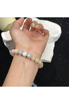 Doğal Taş Morganit Bileklik 8 mm – Aşk ve mutluluk taşı - sertifikalı 100%100 doğal taş - aşk taşı