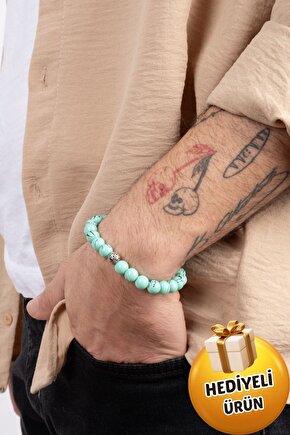 Unisex Turkuaz Doğaltaş Hediyelik Bileklik